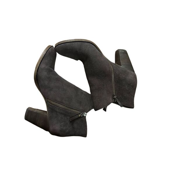 Cole Haan Double Zip Dark Brown Suede Leather Ankle Boot Heel Bootie Women's sz - Picture 6 of 12